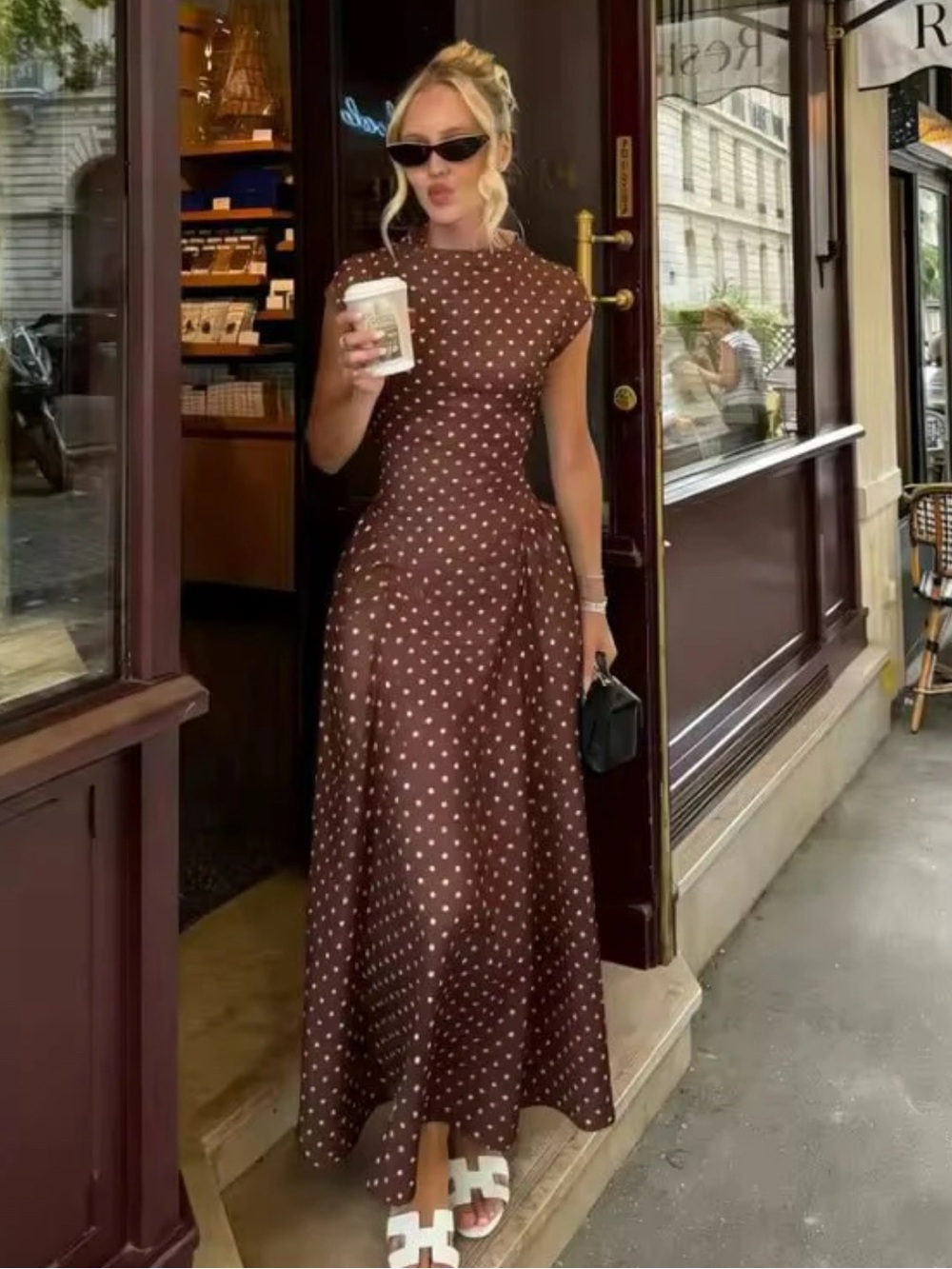 Maxi Brown Polkadot dress